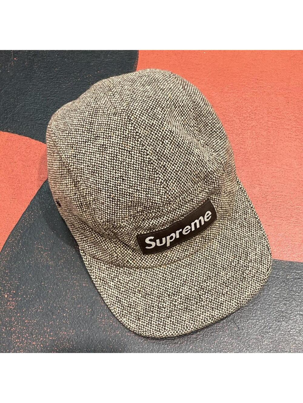 Supreme 2007 5 panel box logo hat woven brown snap